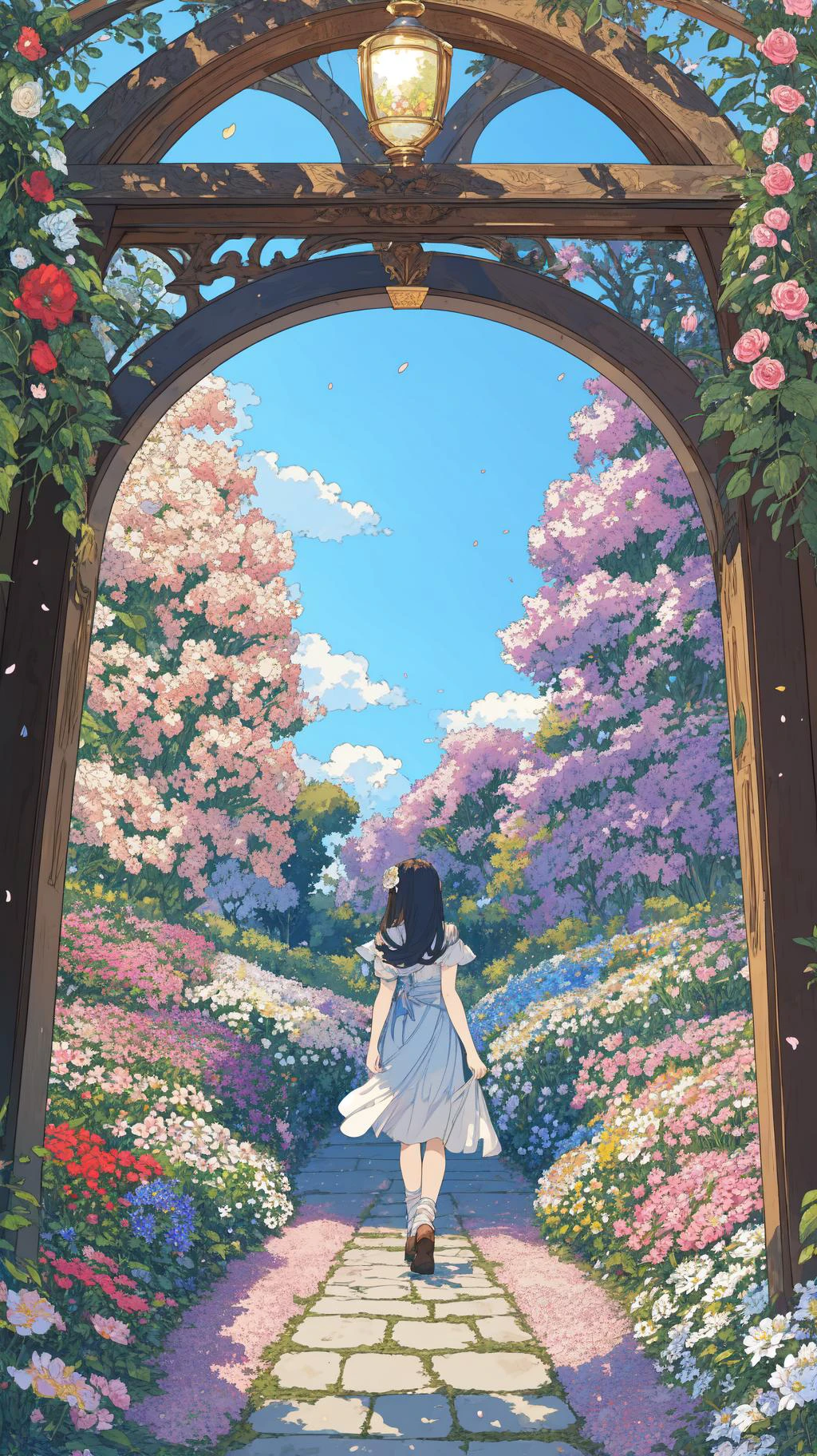 (masterpiece, best quality:1.2), (ultra detailed),
PIXIV, scenery, flower, garden,
<lora:fairy tale style:0.6> fairy tale style,