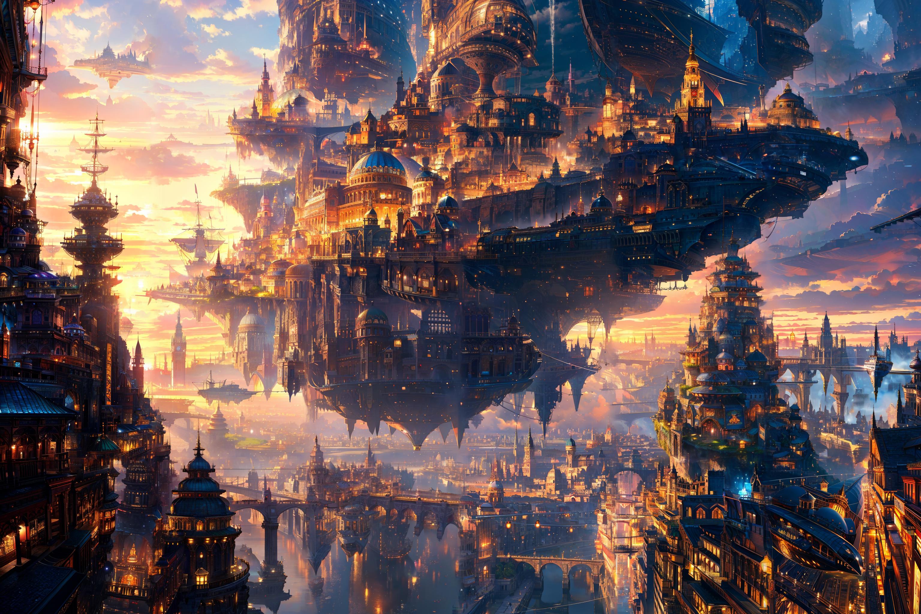 A close up of a city with a lot of buildings in the sky - SeaArt AI