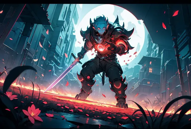 masterpiece, best quality, light particle, depth of field, field, scenery, fantasy, blue light, (far away:1.1), no humans, pastel colors, chromatic aberration abuse, glow in the dark
dark ,cloudy sky, space, red aura, aura, cinematic, dark atmosphere, night , dark hole, glowing eyes, red light, illumination, sword, floating object, monster, fighting stance, light rays,
eye in the sky, (grass:0.9), falling petals,
