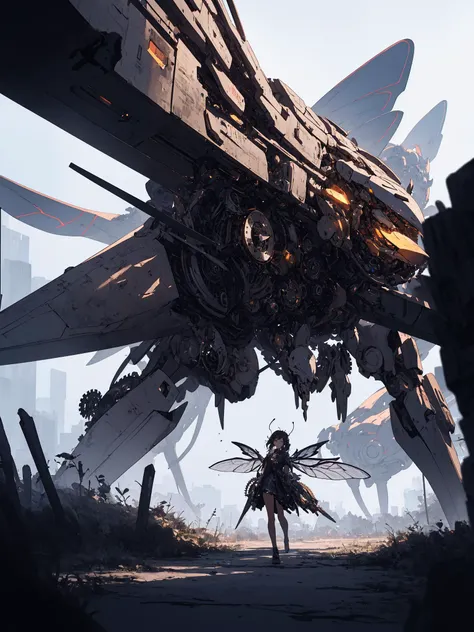 (beautiful girl:1.3),  cute girl,
BREAK
 Capture a mechanical insect, with intricate gears, metal wings, and a futuristic steampunk aesthetic.
BREAK
, Illustrate a scene using time-lapse photography techniques, showing the passage of time and the changing conditions of the environment.
BREAK