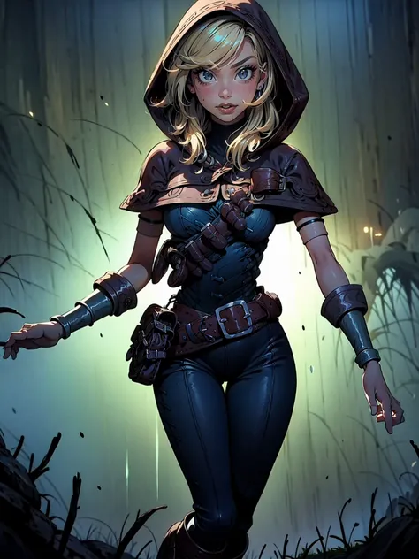 (masterpiece, best quality:1.3), 1girl, <lora:spellthieflux-nvwls-v1-final:0.85> , spellthieflux, hood, capelet, blue shirt, belt, bracelet, glowing, brown pants, boots , (casting magic:1.1), forest,dynamic lighting, bioluminescence, <lora:PotatoTweaker_V2_USE_NEGATIVE:-1>