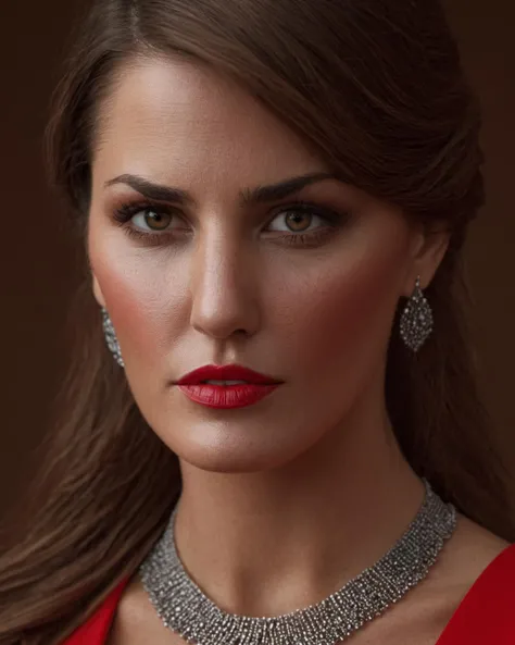 (detailed face), (photorealistic), (masterpiece), (photography), (realistic skin texture),
,
a woman, brown hair, long hair, sexy atitude, necklace, red dress <lora:Laura_Moure-000003:1>