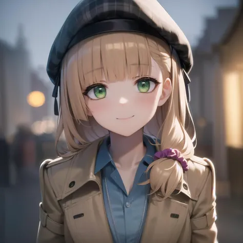 best quality, (masterpiece:1.2), illustration, absurdres,
(1girl, solo), (beautiful detailed girl), ((upper body, portrait)),
<lora:Marielle2-09:0.8>, Marielle, green eyes, light brown hair, blonde hair, shiny hair, hair_scrunchie, hair_over_shoulder, (flat chest, petite:1.1), shirt, coat, overcoat, plaid hat, headwear,
looking at viewer, smile, cute,
winter, cold, snow, snowing, harbor, port, dark, stone buildings, cobblestone buildings, medieval village, viking village,, ((blurry background, depth of field))
