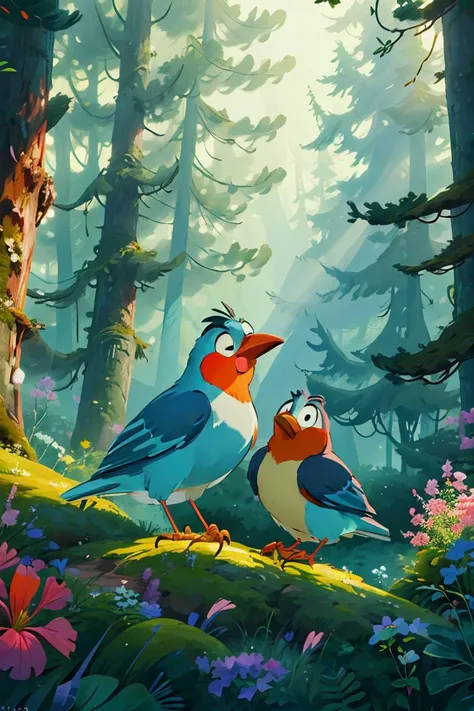 masterpiece,best quality, A colorful birds, in the forest, Disney style,animated film, cartoon,<lora:ãç»æ¬æç»ãå¿ç«¥æäºç»æ¬ å¨ç»çµå½±é£æ ¼_v1.0:0.7>,