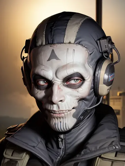<lora:GhostMask:0.7> ghostmask, men in mask portrait, military, close-up shot, backlight, ultrarealistic, ray tracing, storm on the background, blue cinimatic lighting