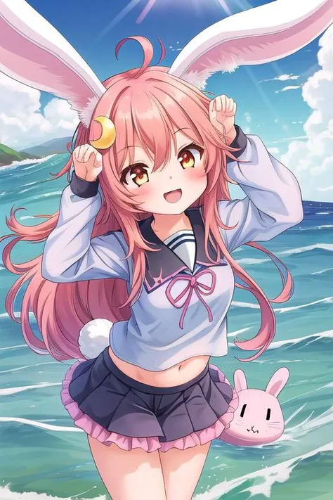 score_9, score_8_up, score_7_up, (anime colors:1.2), inukaikomugi, upper body, indoors, bathroom, small breasts, petanko, kneeling, smile, blush, nose blush, handjob, 1 boy, penis, erect penis, looking happy,