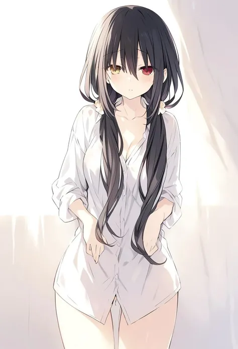  anime girls, realistic shadow, fine skin, very small breasts, black hair, very detailed, 8k highly detailed face, perfect face shape, Perfect perfect lips, perfect nose, Correct beautiful eyes, Audience, white shirt, hair flower, masterpiece, highest quality, single girl, No bra, No panties, alone