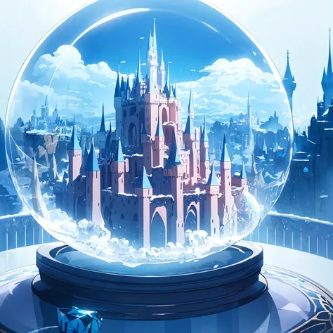 Masterpiece, stunning, super detailed, highest quality, uniform 8K wallpaper, illustrations,(crystal ball close-up), (an extremely delicate and beautiful), 
(1 huge crystal ball)+(High transparency crystal ball perspective),
(1 white crystal-sculpture-castle inside of crystal ball:1.4)+((detailed white crystal-sculpture-castle floating above the clouds) and(no gravity:1.3)and (some snow flying under crystal-sculpture-castle) and (highly transparent crystal-sculpture-castle))+(no gravity:1.3),
(intricate details:1.2),fantasy, fairy tale world,Light leakage, detailed details glow,(ray tracing),(Realistic:0.7), (3D:0.7), (OC renderer:0.7), best lighting,
Masterpiece, (best quality), extremely detailed uniform 8K wallpapers, illustrations, game cg
