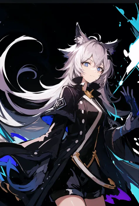 masterpiece, best quality, Blacklight, black background, <lora:arknightsLappland_v20:1>