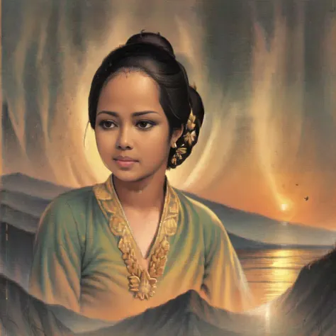 Solo, Kartini, Indonesia Heroes, Woman, (Masterpiece:1.2, high quality), (pixiv:1.4), (1girl:1.2), (solo:1.2), (full body), (blurry background)