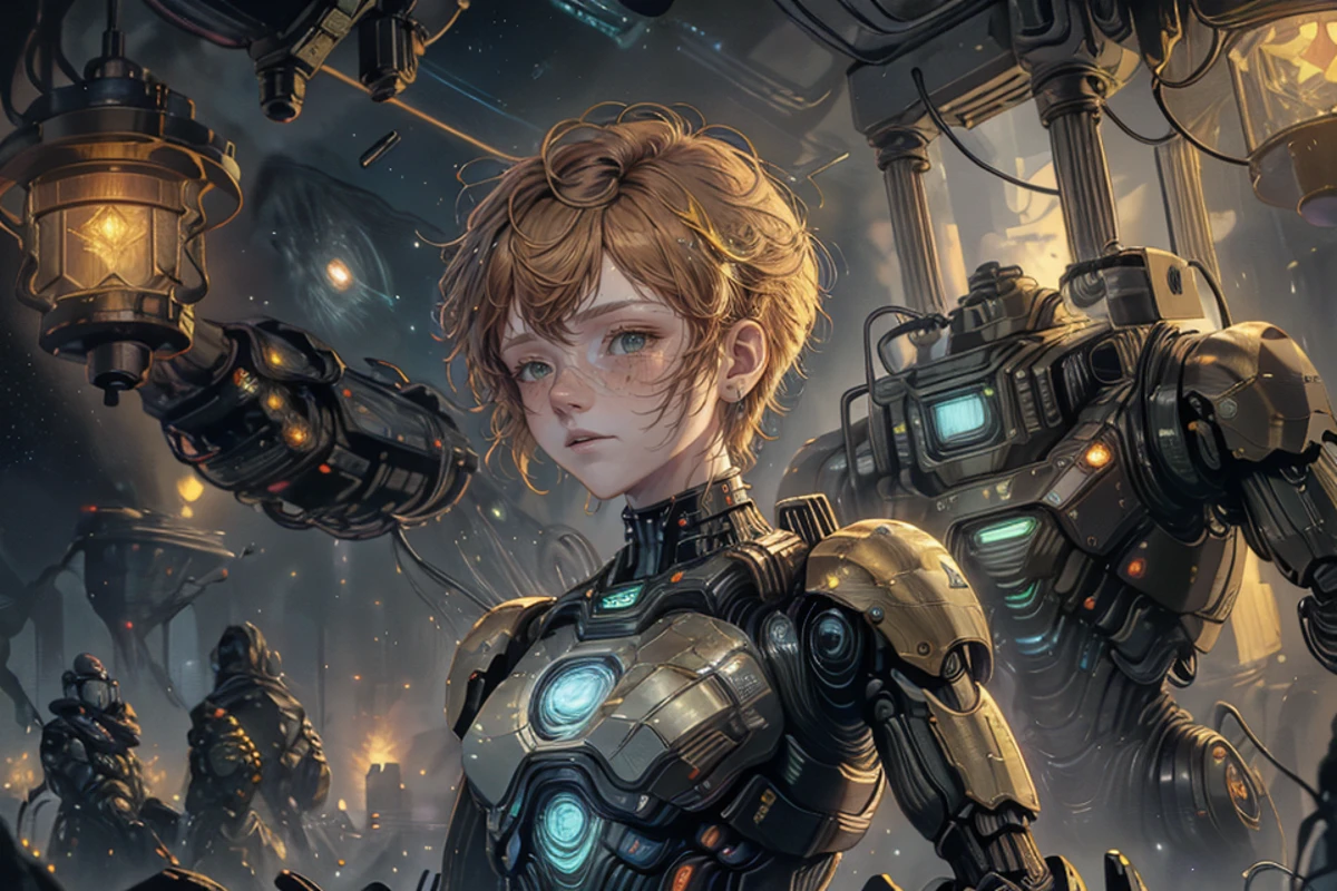 <lora:dg_Finn_v1:1> dg_Finn (masterpiece:1) (best-quality:1) high-contrast strong-shadows outlines <lora:graphicNovelStyle_v10:0.2> <lora:realistic:0.3> <lora:sharpen-soften:-0.3> <lora:GoodHands-beta2:0.8> BREAK portrait solo half-shot looking-down detailed-background detailed-face ( <lora:DonMASKTex:0.4> scifi energy-tubes glowing-liquid DonMASKTex-theme:1.1) android cyborg biomechanical-limbs wires cables advanced-technology running emotionless sleek-design steel nanobots robotics gadgets powered-by-solar-energy particle-effects force-field neon-colors cosmic-space-in-background epic-atmosphere