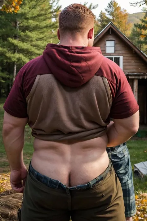 Candid photo of a (bully Appalachian redneck 20yo dg_Dale boy brother:1.1), from behind
dark red hair, hoodie, detailed, outdoors, <lora:dg_Dale_v1:0.8>
