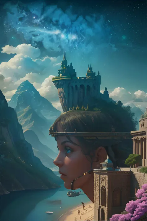 <lora:vintagetravelposters:0.6>, vintage_travel_posters, virtual mind recreation center, simulated realities, dream-like experiences, personalized fantasies, <clip:skip:2>, masterpiece, 8k, high resolution, shallow depth of field, sharp focus