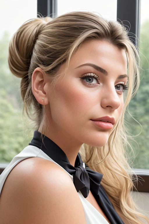 (low angle, closeup on face:1.2) photo of <lora:AnaisMariani_v9:0.8> AnaisMariani ,
she is wearing business suit
,
she is wearing tassel,
her hair is styled as Straight Messy Top Knot,
BREAK she is (in the conservatory:1.1),
soft natural lighting,
50mm
,shot on Sony A7III
,black and white,