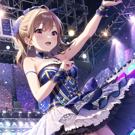 high quality, best quality, masterpiece, absurdres, hayasaka mei, idol, 1girl, <lora:mei:0.75>, on_stage, singing