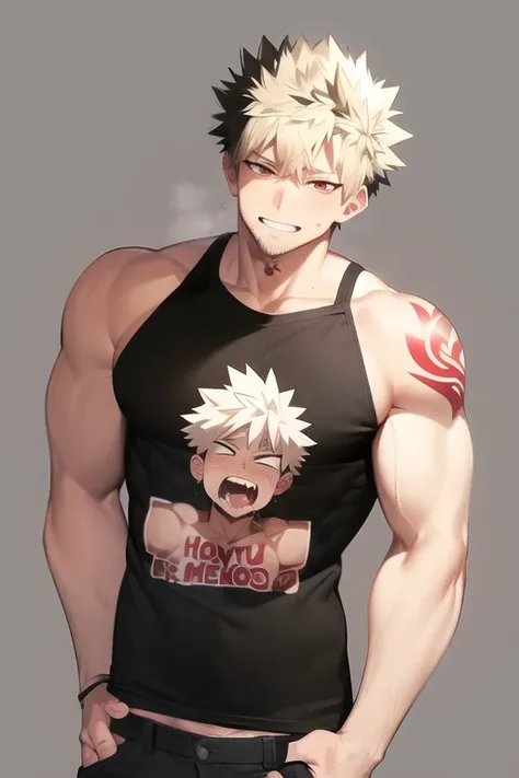 priapus, bakugou katsuki, red eyes, stubble, tattoo, sexually suggestive, muscular male, naughty face, cum, detailed eyes, mature male, solo, bara, yaoi, <lora:kumak:1> <lora:mha:1> <lora:priapus:0.5>