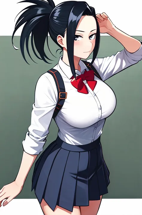 horikoshi kouhei , absurdres, boku no hero academia, highres, solo, yaoyorozu momo, school uniform, big breasts, ponytail
<lora:horikoshi_kouhei-000030:0.5>