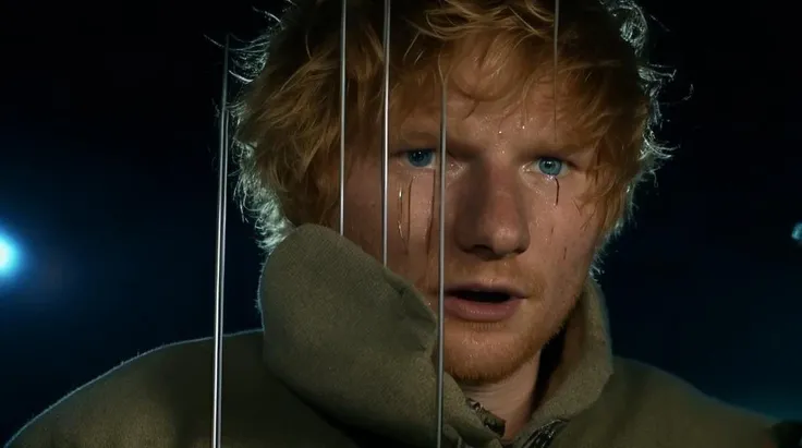 <lora:Ed Sheeran - Trigger is Edsheeran Person:1> Edsheeran person, film footage, a planet where the inhabitants have evolved to live in space is discovered, scene from the movie /"Aliens"/, (crying, bawling,:1.3) in a film noir film directed by quentin tarantino , Cheerful and forbidding, shocked at the power of Artificial Intelligence. Robots Develop [ Hedonistic|Hallucination|Film footage, a desolate post-apocalyptic world traversing through an abandoned mall and theme park. Photorealistic, morbid, vivid colors.] . Jewelry store, intricate cinematography, high quality award winning movie footage. Backlight