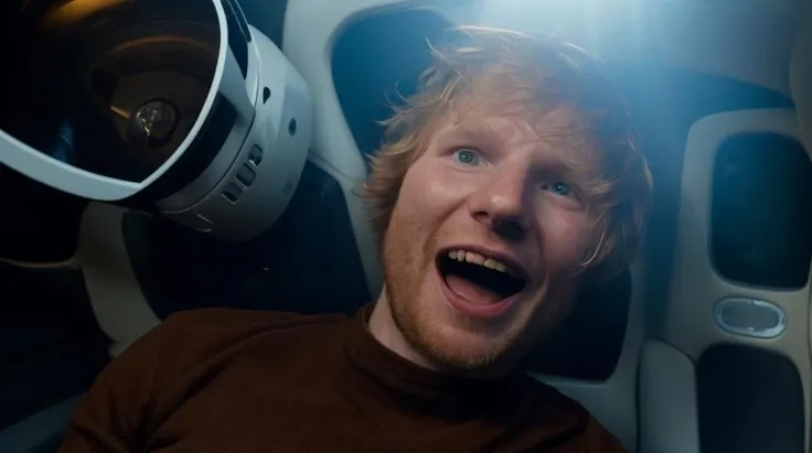 <lora:Ed Sheeran - Trigger is Edsheeran Person:1> Edsheeran person, film footage, a government conspiracy to cover up alien contact, scene from the movie /"Aliens"/, (crying, bawling,:1.3) in a comedy film directed by spike jonze , Sunniness and formidable, shocked at the power of Artificial Intelligence. Mars habitat Push [ Dark|Confusion|Film shot of Apollo mission, lunar landing, smoke, dust, mystery, drama, in the style of Stanley Kubrick. stepping on the moon surface for the first time, capturing the moment on a 16mm camera, alien rock formations, strange glow, unknown life forms. Panoramic space vista, earth on the horizon, photorealistic, 1960's vintage color grading. Radios crackling with Houston communication, tense atmospheric sound design. [Moon|stars|spacesuit|flag|lander]] . Coffee shops, intricate cinematography, high quality award winning movie footage. Hard Light