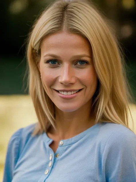Realistic photo of a beautiful gwyn3thp-v2 woman, 1girl, solo, long hair, looking at viewer, smile, blue eyes, (((blonde hair))), simple background, shirt, upper body, teeth, grin, lips, blue background, realistic, nose, soft lighting, professional Photography, Photorealistic, detailed, RAW, analog, sharp focus, 8k, HD, DSLR, high quality, Fujifilm XT3, film grain, award winning, masterpiece<lora:gwyn3thp-v2:1.0>