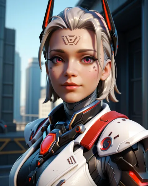 score_9, score_8_up, score_7_up, score_6_up, 1girl, 2.5d, 1girl, bodyshot, mercy vengeance, mercy (overwatch),  looking at viewer, futuristic destroyed  city background <lora:mercy vengeancev2-000025:.8>