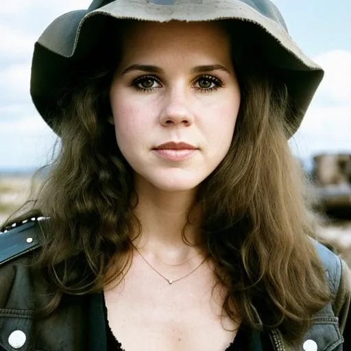 <lora:linda blair v1.1:0.7> RAW photo, a close up portrait photo of linda blair in wastelander clothes, long haircut, pale skin, slim body, background is city ruins, (high detailed skin:1.2), 8k uhd, dslr, soft lighting, high quality, film grain, Fujifilm XT3