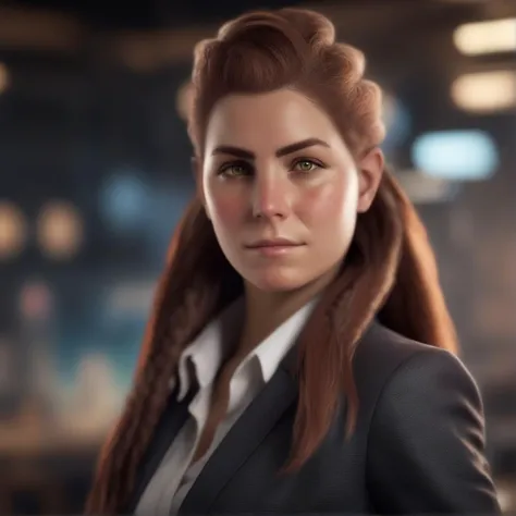 portrait photo of aloyhorizon woman, in suit bokeh realistic