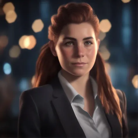 portrait photo of aloyhorizon woman, in suit bokeh realistic