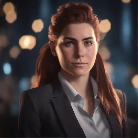 portrait photo of aloyhorizon woman, in suit bokeh realistic