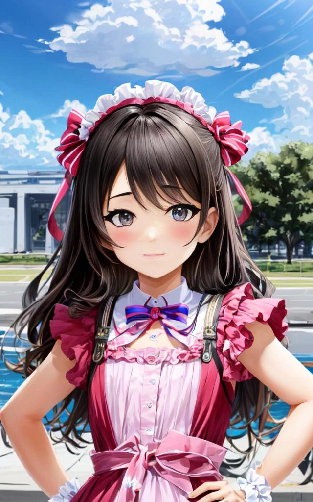 multiple girls group pov <lora:_idoldress:0.7:DN> idoldress, clear coral dress Frilled