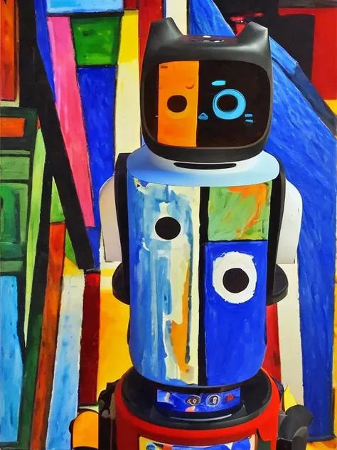 kerfusrobot painting of a robot in the style of picasso <lora:hjkerfusrobot_v11:0.75>