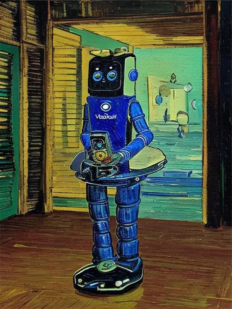 kerfusrobot painting of a robot in the style of van gogh <lora:hjkerfusrobot_v11:0.7>