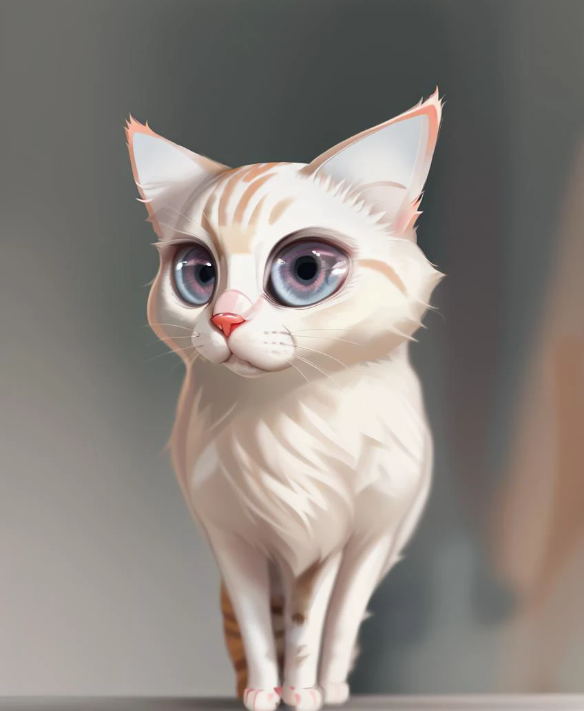 solo, cat bust, kawai, cute, large eyes, looking at viewer, simple background, animal, cat, animal focus, whiskers
