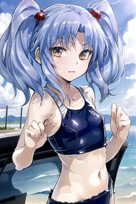 <lora:ruri-000010:0.8>ruri,12yo girl,little body,expressionless,upper body,(   Swimsuit:1.5)