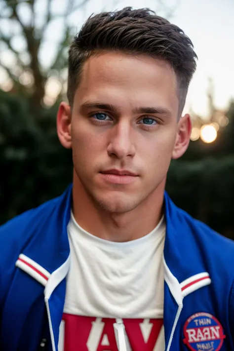 RAW photo, (male focus), 1boy, a closeup photograph of jeremy_penn (varsity jacket), <lora:Jeremy_Penn-09:0.8>, 8k uhd, dslr, soft lighting, high quality, film grain, Fujifilm XT3, 90's filter