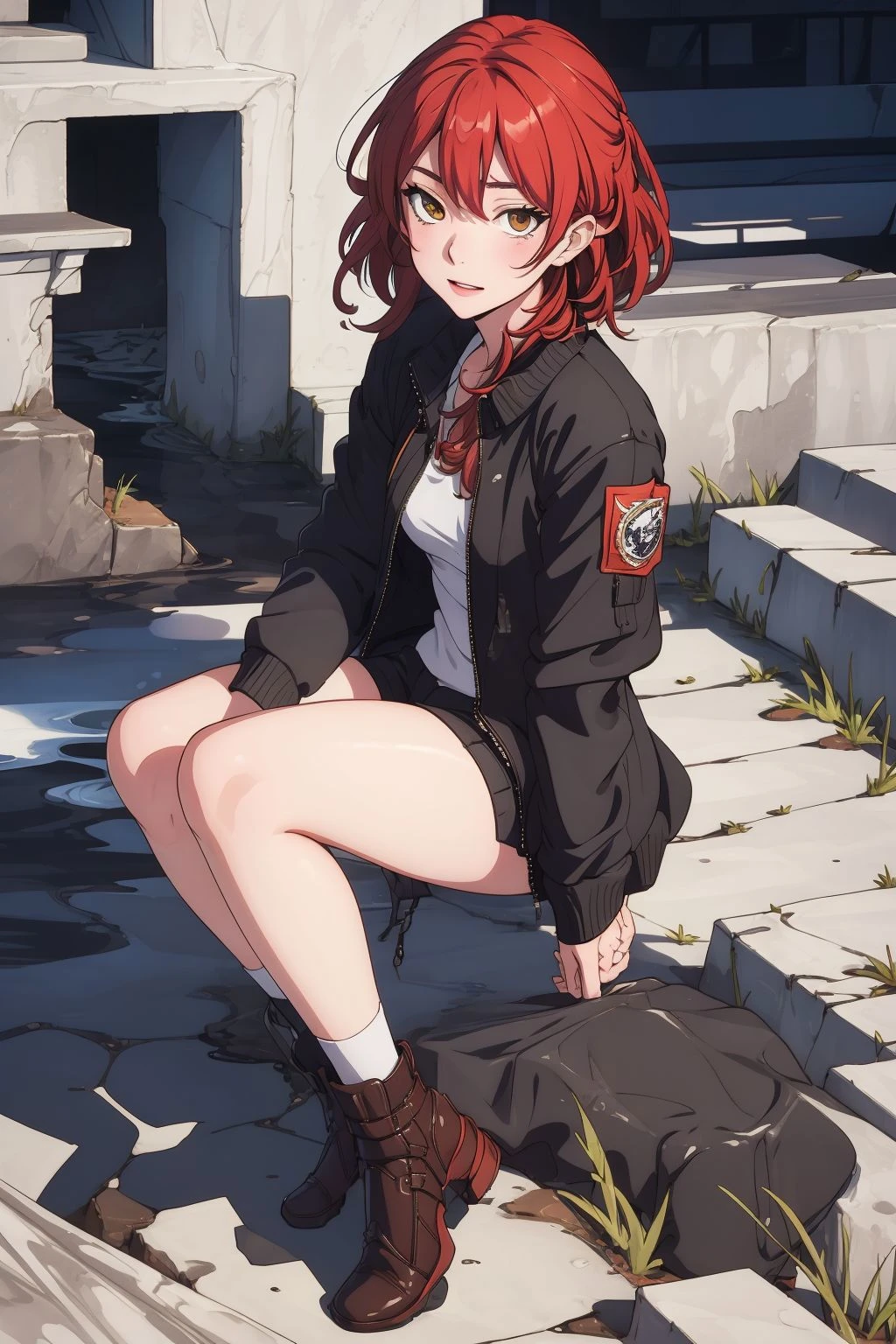 <lora:Himeko03:1>, himeko,full body,black jacket, short hair,, (masterpiece, best quality, high quality, highres, ultra-detailed),