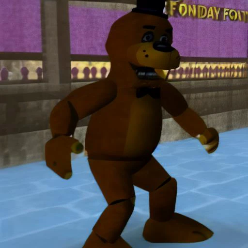 <lora:FNAFV1_11:0.9> freddyfnaf, dancing in the pizzeria<lora:icbin64:1.3>