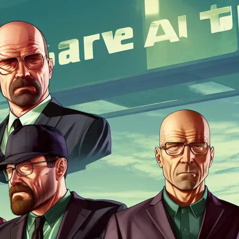 gtav style, television series Breaking Bad, Breaking Bad, Heisenberg, Walter White, no glasses, man, perfect face, perfect eyes