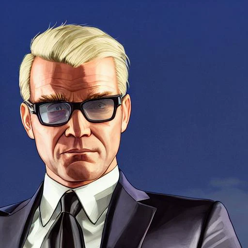 gtav style, blonde hair, man,flat hair,A middle aged,asian, black necktie, blurry, blurry background, blurry foreground, closed mouth, collared shirt, depth of field, formal, jacket, lips, looking at viewer, necktie, photorealistic, portrait, realistic, shirt, solo, suit, white shirt, wing collar, photo\(medium\),solo focus, stadium,