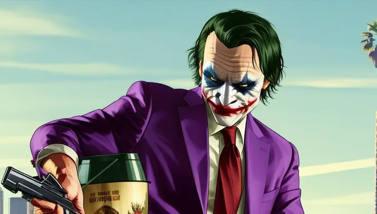 (Joker_(dc):1.00), gtavstyle, gtav, upper body, high_quality, masterpiece,