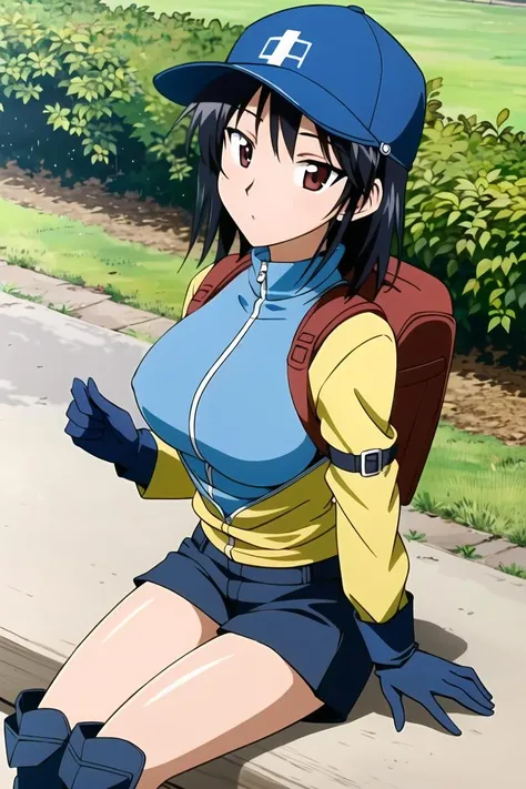 ((masterpiece)),((best quality)),ultra-detailed,illustratio,Explicit,Beautiful body,Beautiful Nose,Beautiful character design,perfect eyes,perfect face,wallpaper,ultra highres,4K,photography,(Beautiful,normal breasts:1.2),(beautiful face:1.2),beautiful legs,perfect legs,shiny skin,nsfw,official style,official arts,anime screencap,anime coloring,
Tsukamoto Yakumo, 1girl,solo,black hair, red eyes, medium hair, Outdoor Adventure,Hiking boots, Cargo pants, Fleece jacket, Baseball cap, Trekking socks, Water bottle, Backpack, Outdoor watch, Sunglasses, Compass, Rain jacket, Binoculars, Insect repellent, Sunscreen, Pocket knife, First aid kit, Headlamp, Map, Camping tent, Thermal gloves,<lora:Tsukamoto Yakumo0:0.7> , full body,