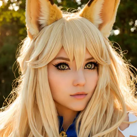 Mayumi, (fullnude_Pupils), yellow_hair, Side_braid, animal_Ears, masutepiece, Best Quality, Ultra-detailed, Solo, 1girl in