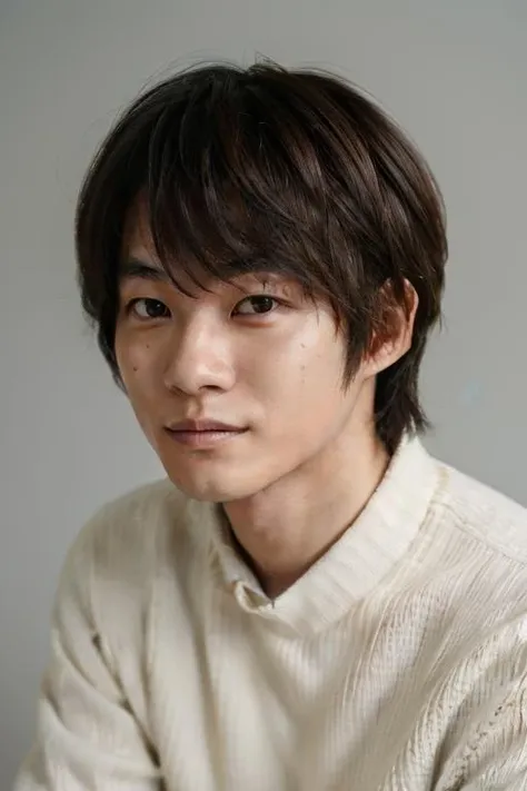 <lora:ryokamiki:0.65> ryokamiki wearing a white sweater, portrait, taken on a film camera