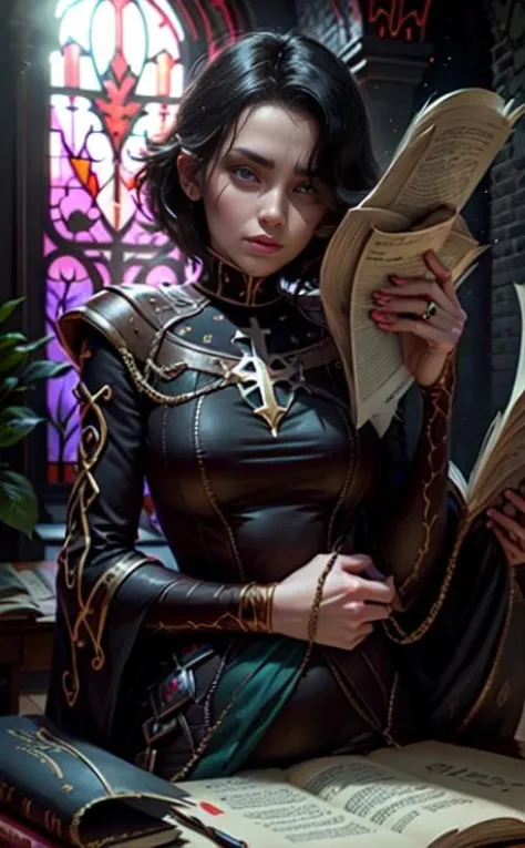 <lora:rwby_cinder-10:1>,1girl,rim light,(dramatic lighting:1.3),feet,exaggerated silhouette shadows,blurred foreground,creative concept,anime aesthetic,gothic atmosphere,super detailed,illustration,
gothic woman ,look at viewer,exorcist nun,blue eye,smooth skin texture,medieval,gothic church background surrounded by roses and magnolias,stained glass in the church,phantom iridescence,cross,book of prayers,cinematic compositio,bright,masterpiece, best quality, hyperdetailed, ultra realistic 8k, photorealistic, hyper realistic, intricate details,