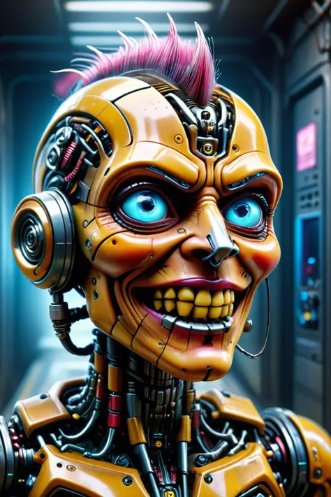 RAW photo of a <lora:madpunk:0.8> madpunk <lora:just_another_Cyborg_LoRa_SDXL:0.8> c1bo cyborg (Winking playfully, cheeky expression) at a Underground data vault with biometric security, super detail, ultra-realism, <lora:xl_more_art-full_v1:0.3>, <lora:fracolor:0.7> fracolor , <lora:quality1:0.6>, <lora:Colorful_Plastic_SDXL:0.6> ais-colorfulplastic