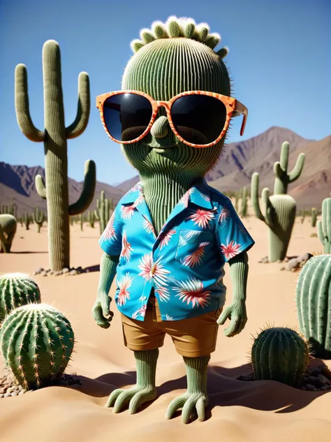 Ral-3dwvz cactus wearing a pair of oversized sunglasses and a Hawaiian shirt, in the middle of the Ral-3dwvz desert <lora:ral-3dwvz-sdxl:1>, <lora:EnvyBetterHiresFixXL01:0:hr=1>