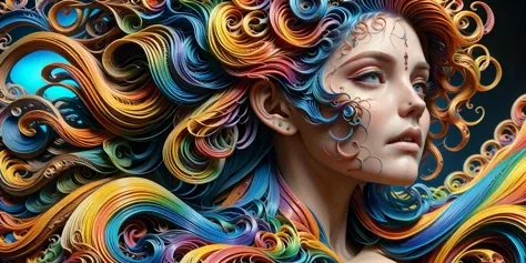 a woman by aaron horkey, rainbow hair, vivid colors <lora:ral-3dwvz:0.8> ral-3dwvz <lora:ral-frctlgmtry:1> ral-frctlgmtry, (masterpiece:1.2), best quality, (hyperdetailed, highest detailed:1.2), high resolution textures, <lora:EnvyBetterHiresFixXL01:1>
