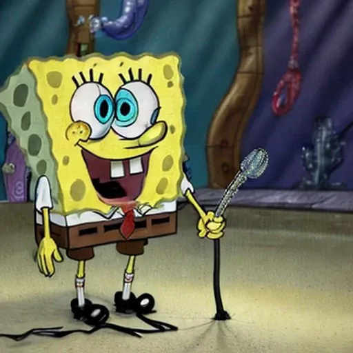 masterpiece, spongebob on stage singing into a microphone, intricate, detailed, highly realistic, octane, unreal, 3d render <lora:EdobSpongeBobSquarePants_v1.0:1.0>