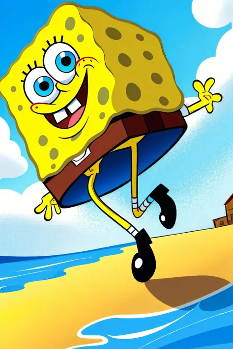 (view from bottom), (Realisitc:1.5), spongebob, <lora:EdobSpongeBobSquarePants_v1.0:0.8>