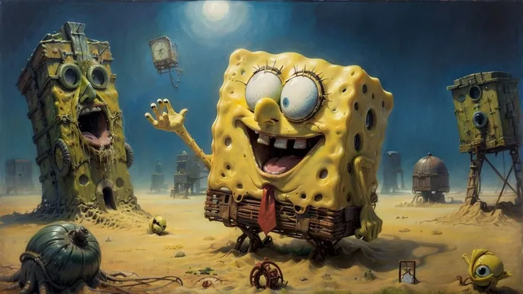 (Realisitc:1.5), spongebob, <lora:EdobSpongeBobSquarePants_v1.0:0.3>, <lora:epiCRealismHelper:1>
natural texture <lora:Dariusz_Zawadzki_ArtStyle:0.6>